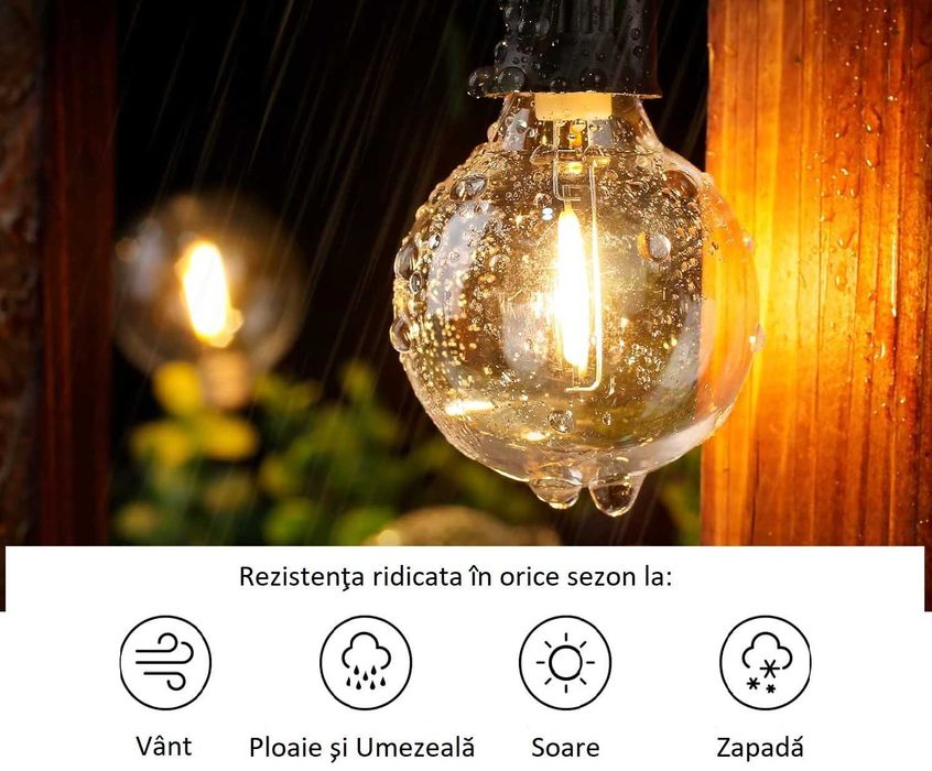 Ghirlanda Luminoasa Decorativa LED, 16.5m, 30+1 becuri LED G40 incluse