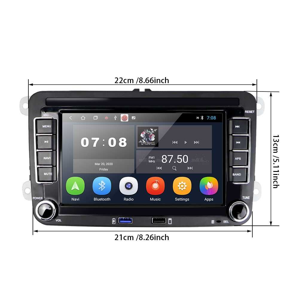 Navigatie Android 10 7Inch,2GB Ram, Bluetooth/VW/Skoda/Passat/Golf/