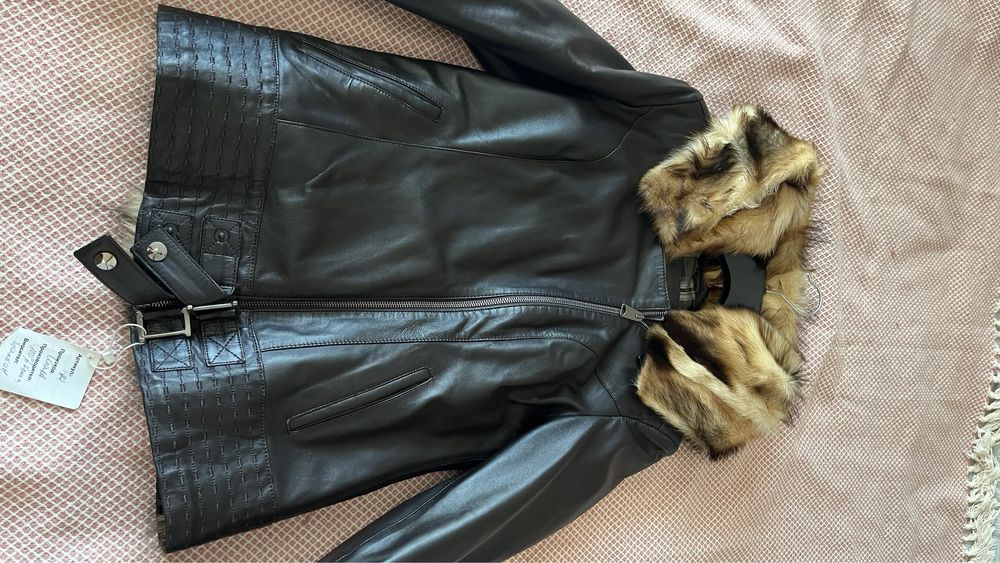 Дамско яке с естествена кожа и косъм ново