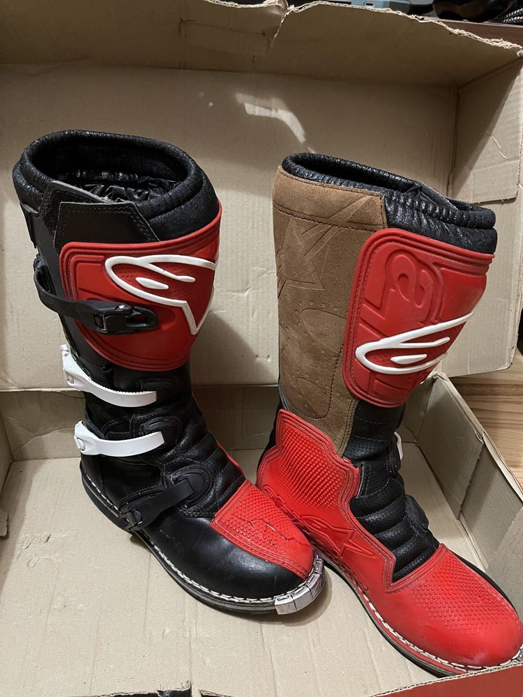 Cizme Ghete Boots motocross Alpinestar Tech 4 Black Red 10 44.5