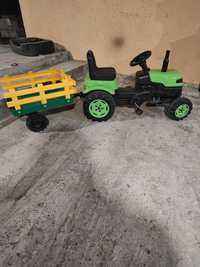 Tractor jucărie, cu pedale și remorca