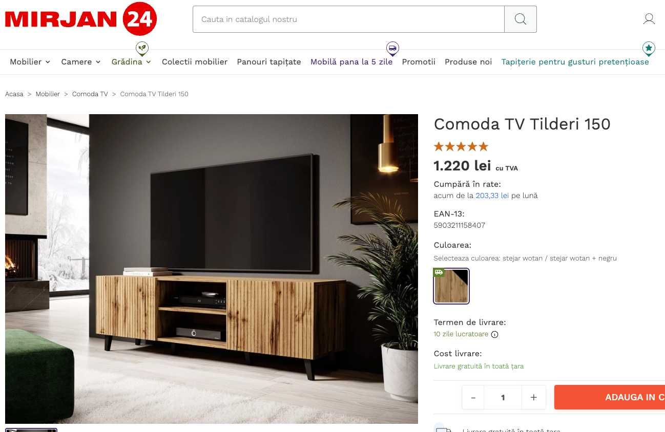 Comoda TV Tilderi 150 - Nuanta lemn natural