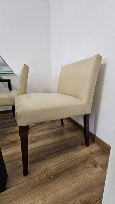 4 Scaune dining piele crem