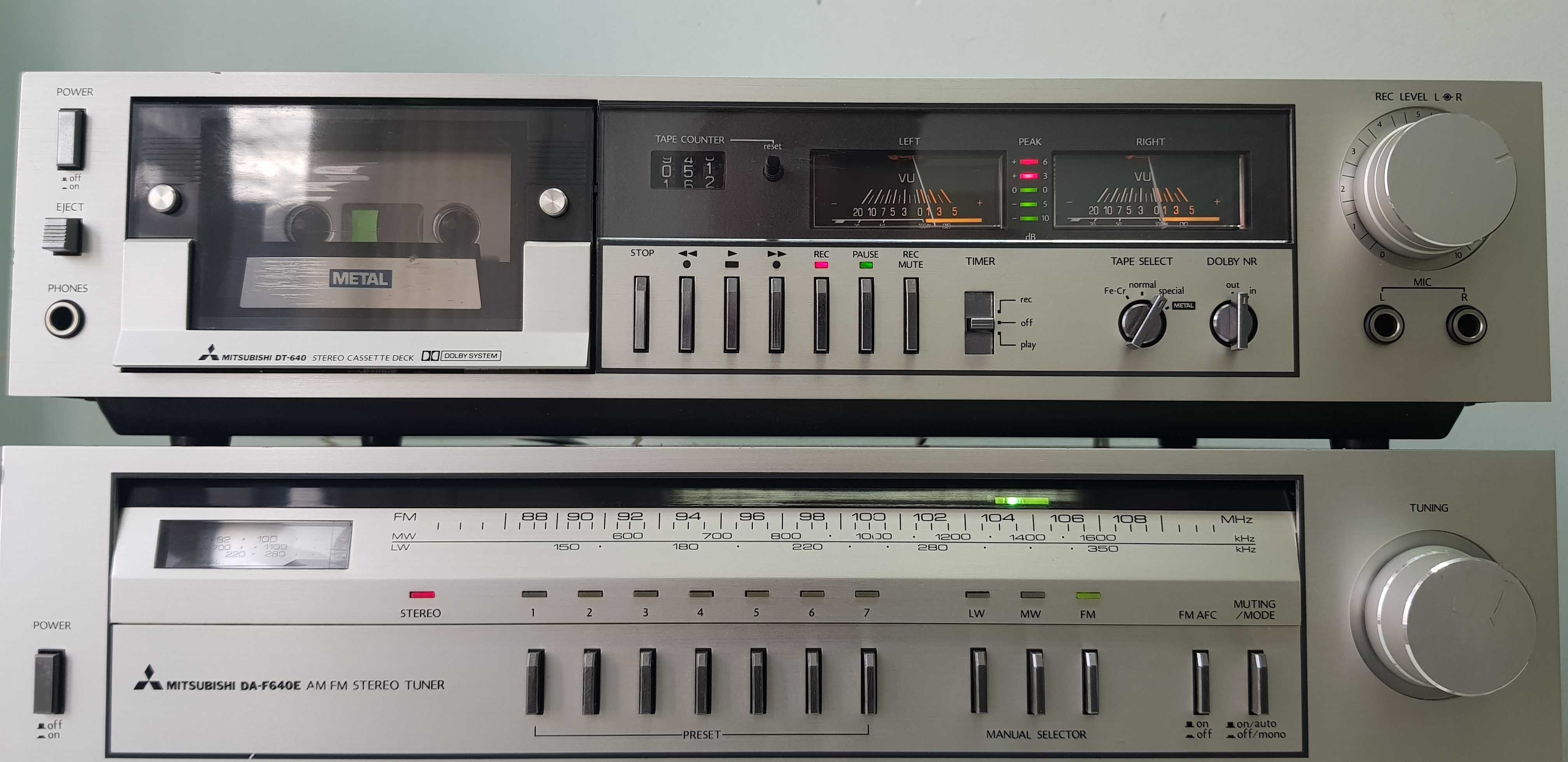Linie Mitsubishi amplif DA U 640 tuner F640 muzica vintage colectie