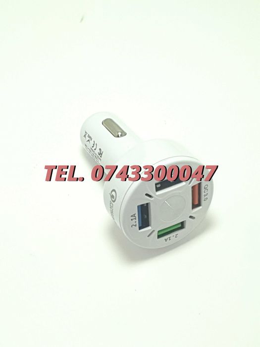 Incarcator Masina Auto 4 Porturi Bricheta Usb Qc Incarcare Rapida