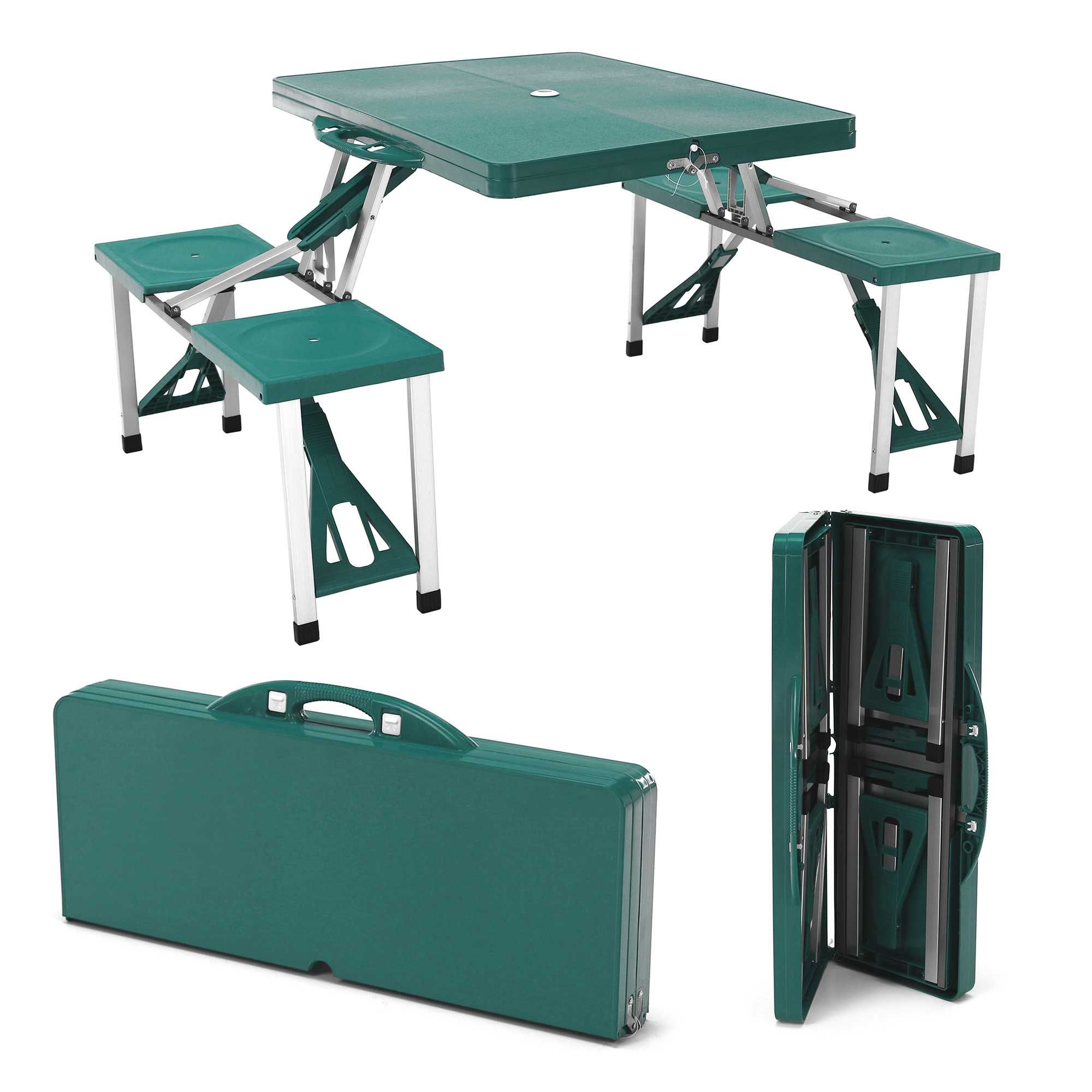 Set Pliant de Picnic / Camping, Masa cu 4 Scaune, Verde sau Albastru