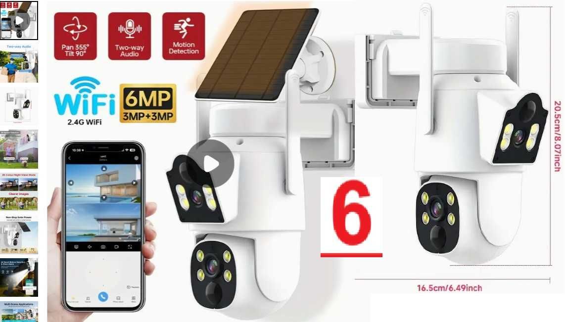 Camere IP, 8MP 12MP, UHD, cu 2 sau 3 lentile, cu card sau panou solar