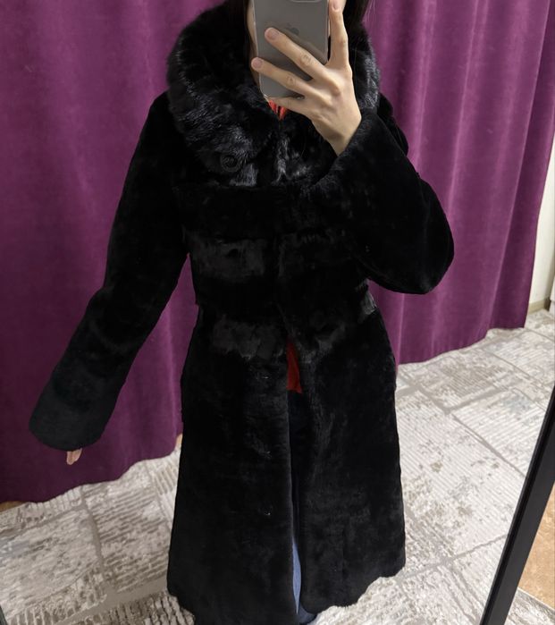 Шуба мутон с норкой