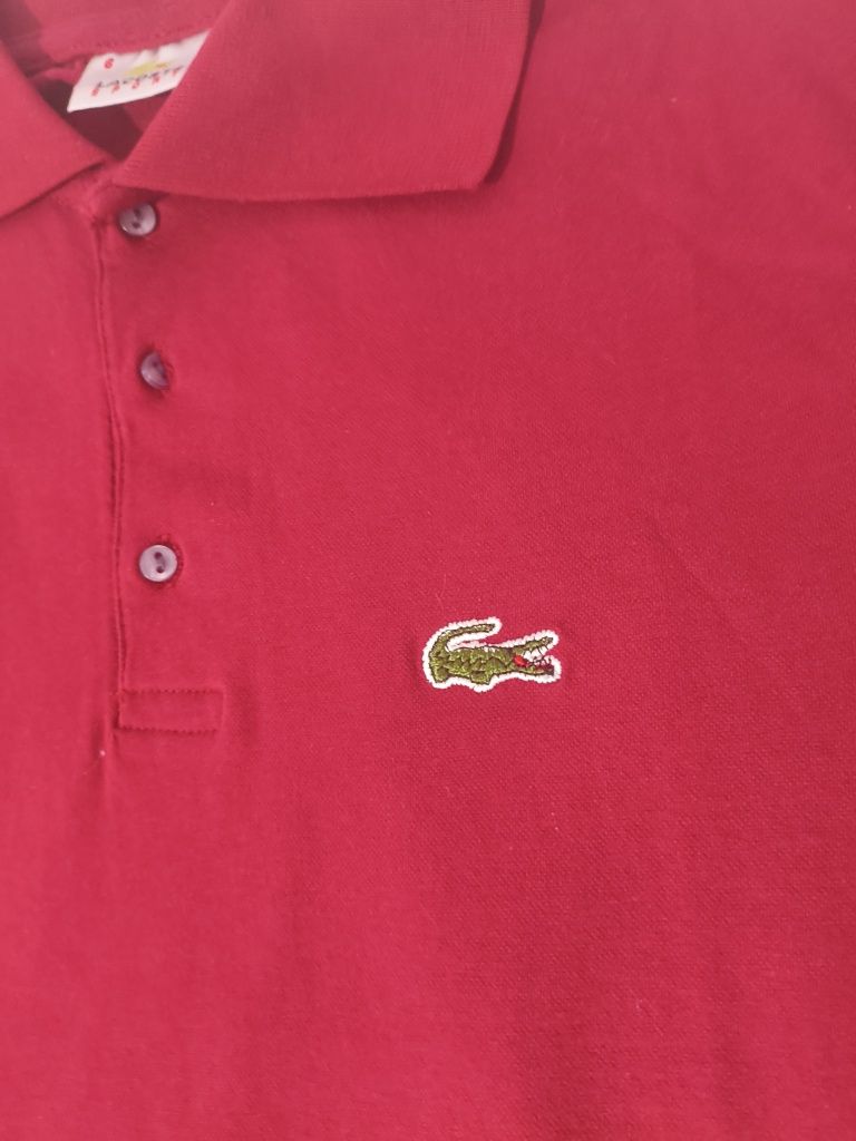 Тениска Lacoste с яка, размер М, цвят бордо
