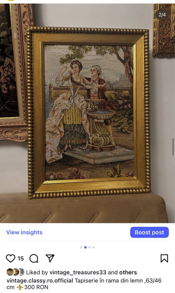Lampadar din bronz si tapiserie