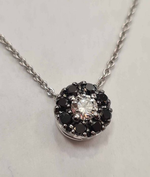 Lant si pandantiv din aur alb 18k, cu diamante naturale, Crivelli,