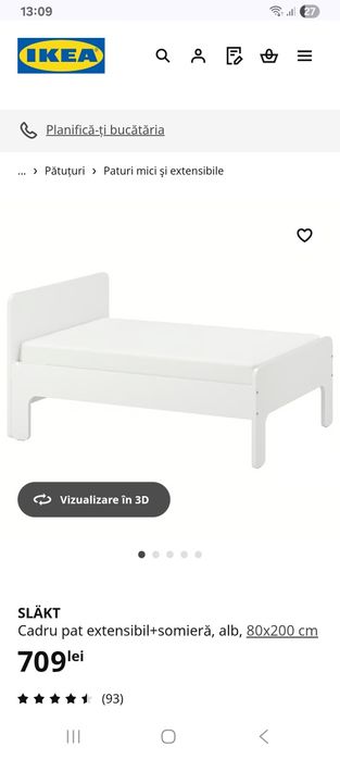 Pat copil ikea slakt extensibil + saltea