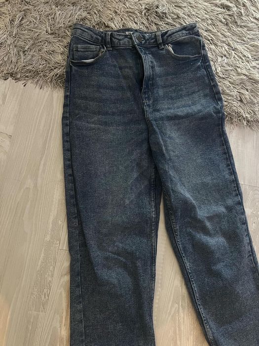 Дамски дънки Stradivarius , Mom jeans , кожен клин