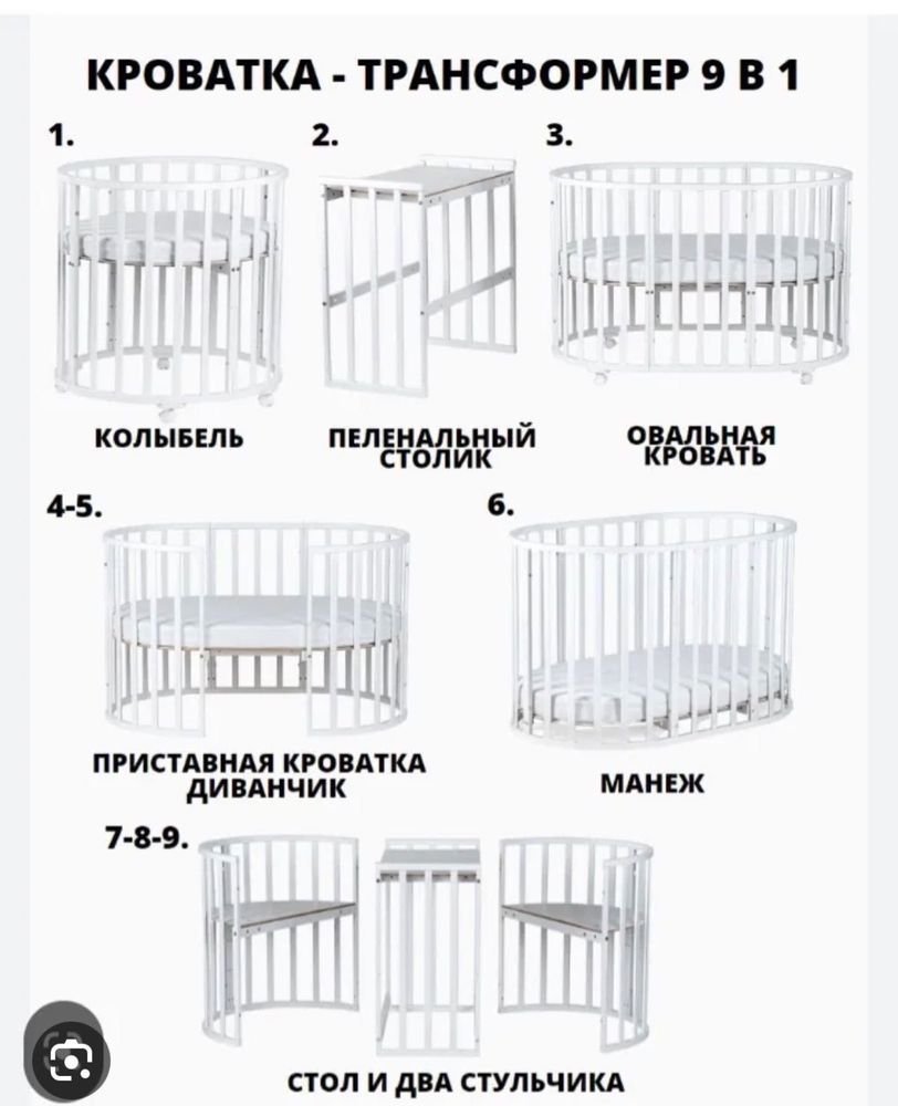 Кроватка трансформер  9 в 1