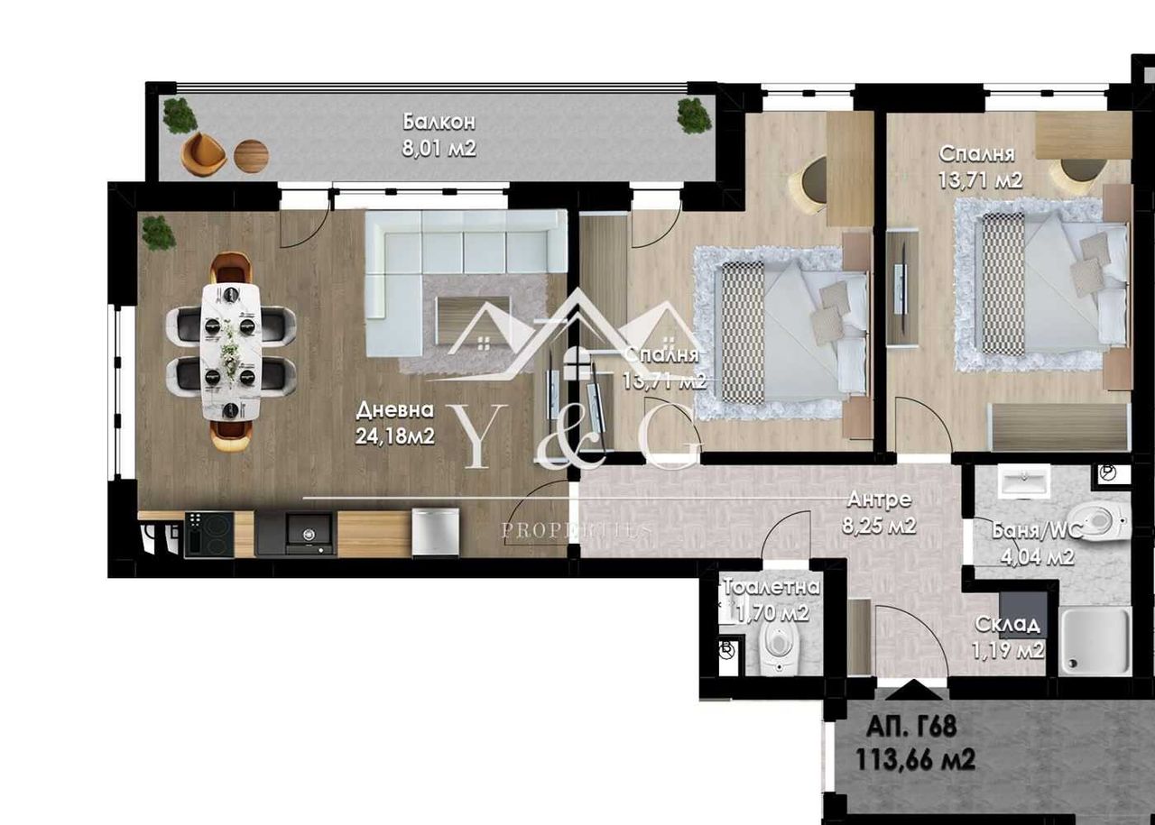 Продава се Тристаен апартамент в Пловдив, Южен - 113 кв.м за 1016 €/кв.м - Снимка #1