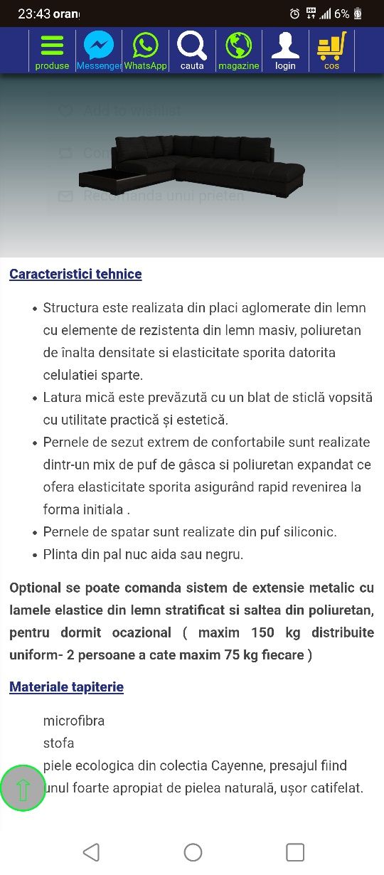 Canapea coltar extensibil Cairo Staer