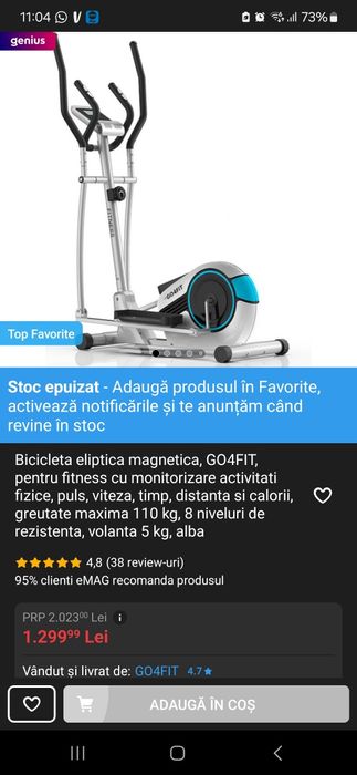 Bicicleta eliptica GO4FIt