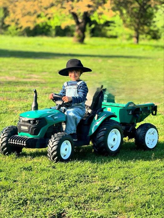 Очень большой Детский электромобиль синий трактор