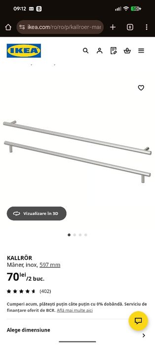 Mâner inox de dulap ikea