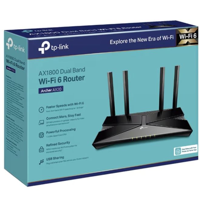 Router Wireless Gigabit TP-LINK Archer AX20, Wi-Fi 6, Dual-Band 574 +