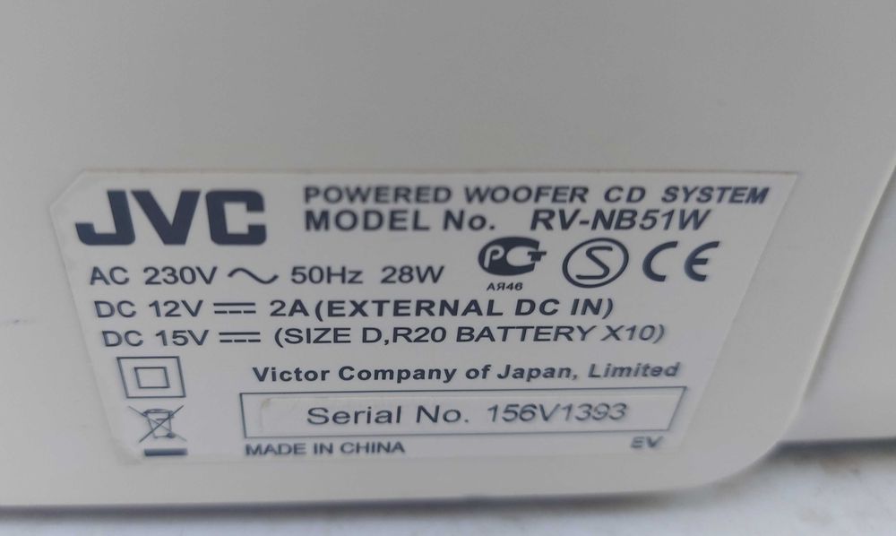 JVC RV-NB51W CD/MP3,USB,iPod Docking, Tuner Boomblaster