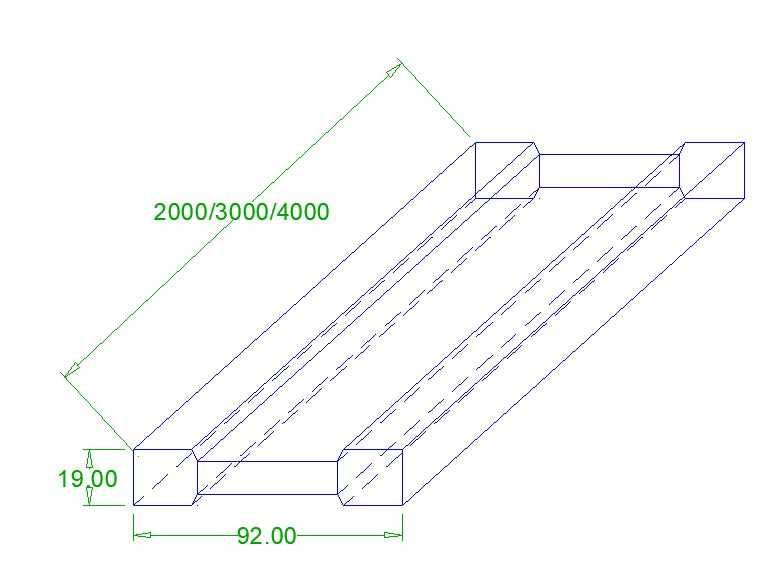 Dreptar trepizoidal 90x19 mm, dreptar de aluminiu forma trepizoidala