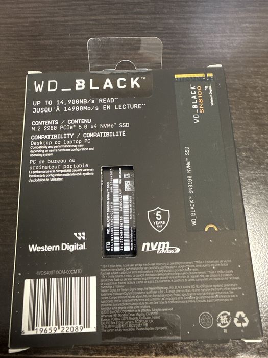 Ssd wd black 4tb sn8100 14900mbs gen5 nou sigilat original
