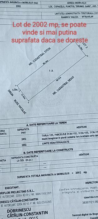 Teren intravilan – 2.000 m²,