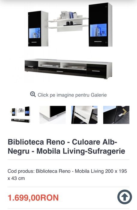 VÂND bibliotecā RENO, usi de sticlā, culoare alb-gri.: 4 corpuri