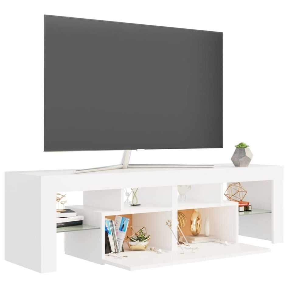 Comodă TV cu lumini LED, alb, 140×36×40H cm Suport TV & Masă TV Living