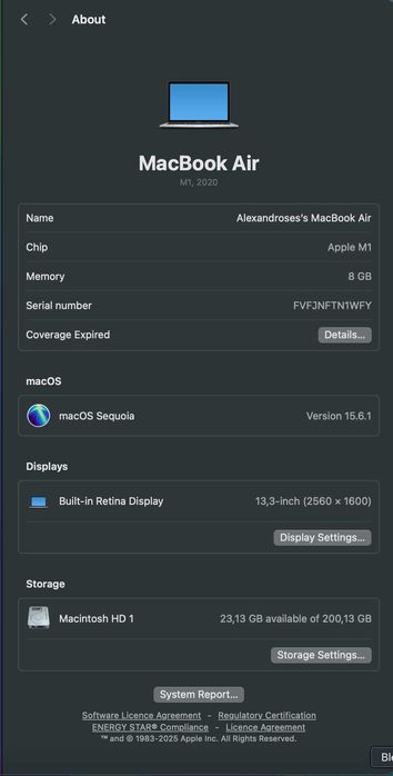 Apple MacBook Air M1 13-Inch Silver/-256gb/-8gb/-88-Cycle/61W-Charger/