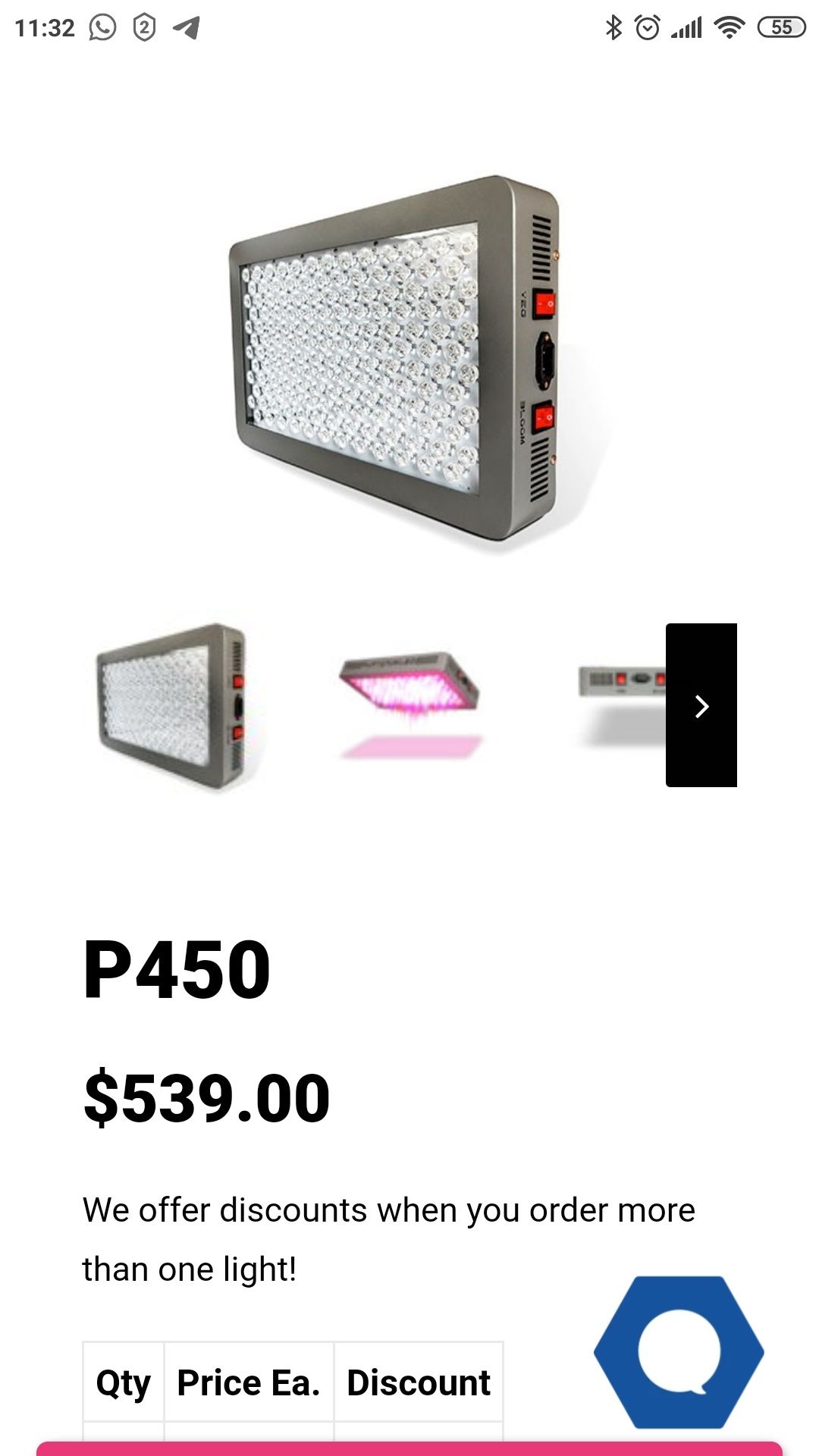 Топовый светильник для выращивания растений   platinum Led p450