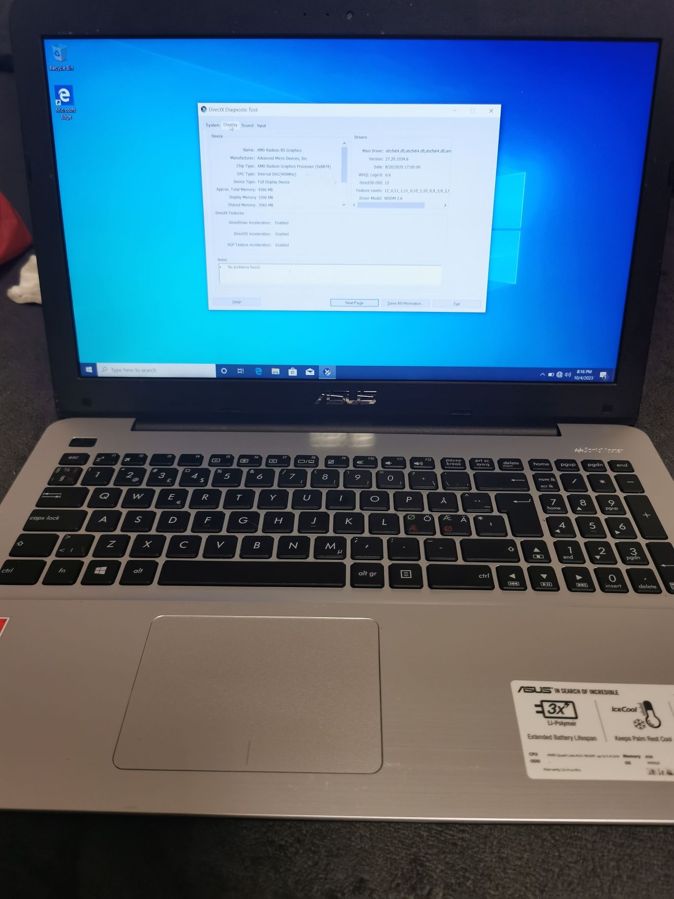 Laptop Asus 8gb ram, 4gb video