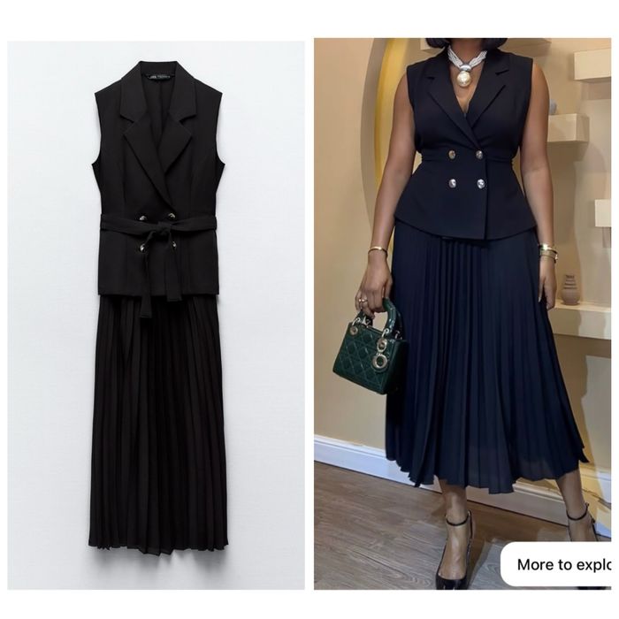 Платье Zara новое женское черное жилет юбка