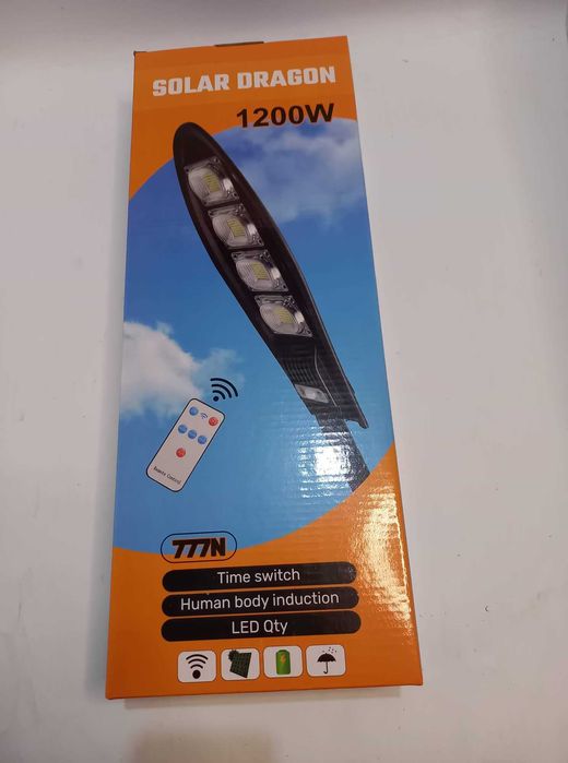 МОЩНА соларна лампа 1200 W с дистанционно и три режима на работа LED