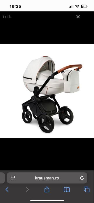 Vând cărucior 3 in 1 Krausman Topaz Lux, Alb