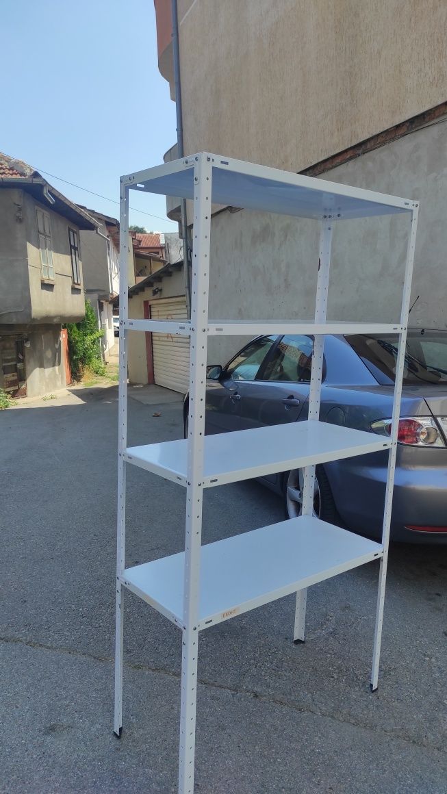 Стелажи 90х40х180 см, 4 рафта, бял цвят