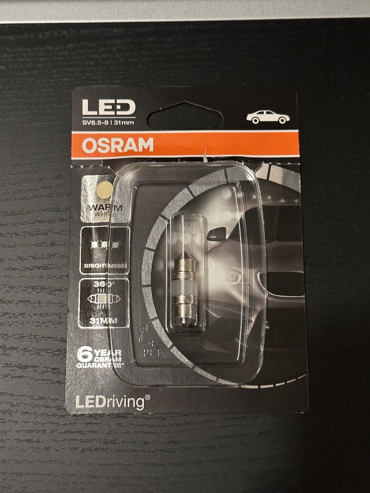 Автомобилна LED крушка OSRAM C5W 31mm (Топло-бяла светлина)