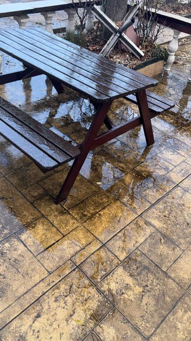 Masa Lemn Masiv cu Bancute Pt esxterior
