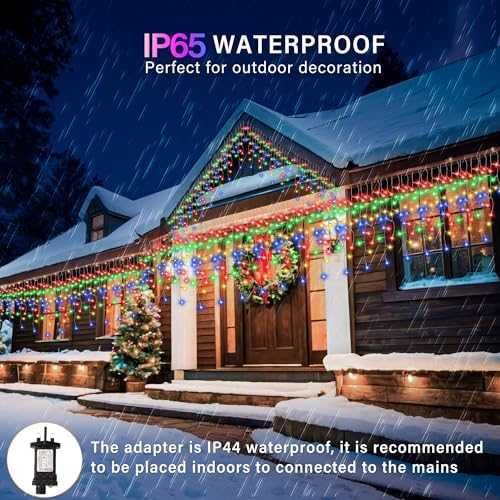 Коледни висулки 400 LED RGB, 8 режима, външни, водоустойчиви светлини