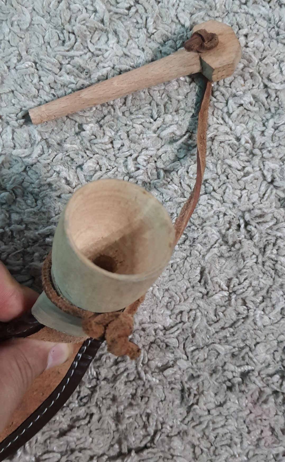 Burduf pt apa,original Egipt,piele naturala+lemn,hand-made,geanta dama