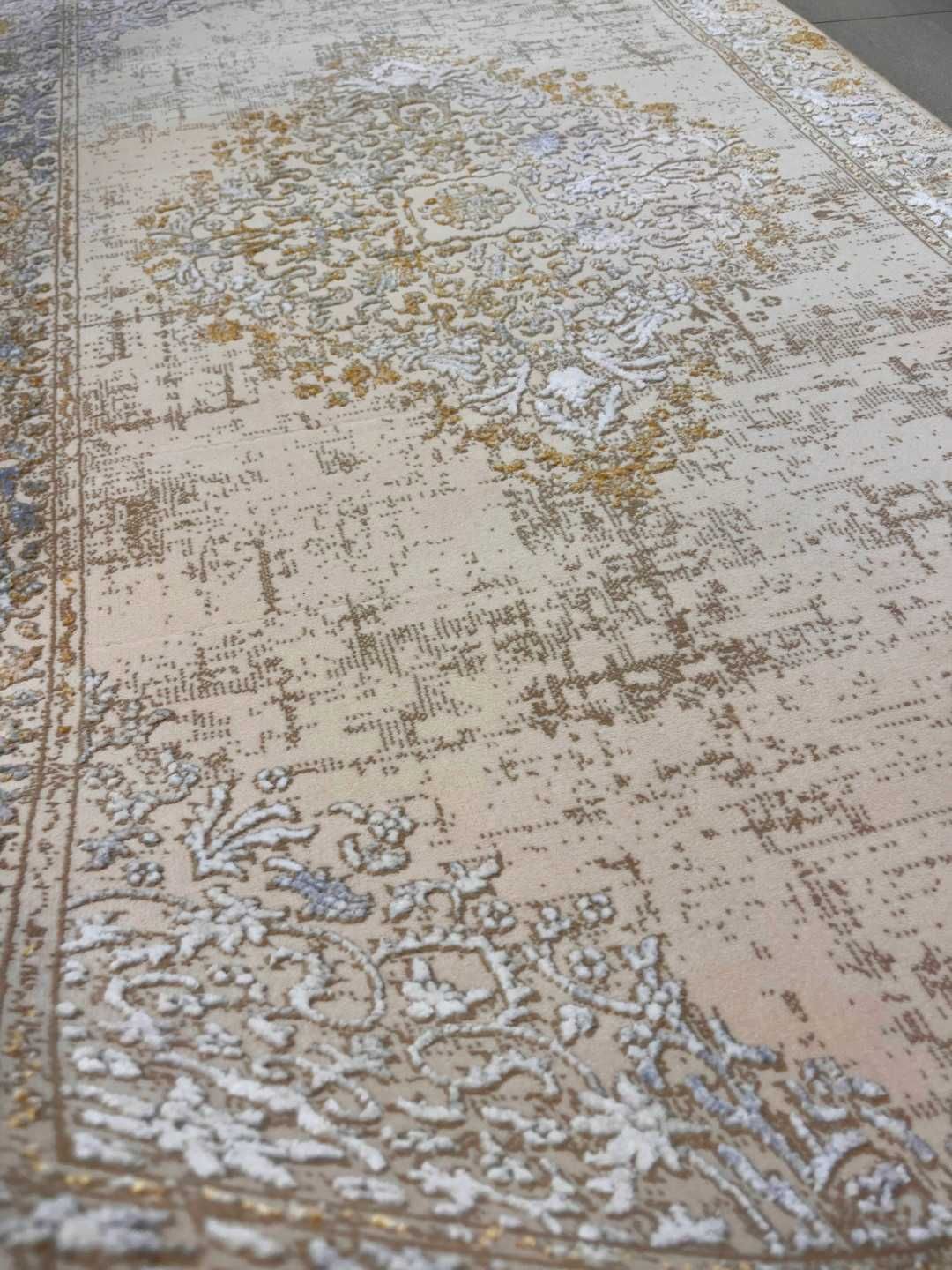 нов килим , Модерен дизайн, бежов цвят, 100x200 cm