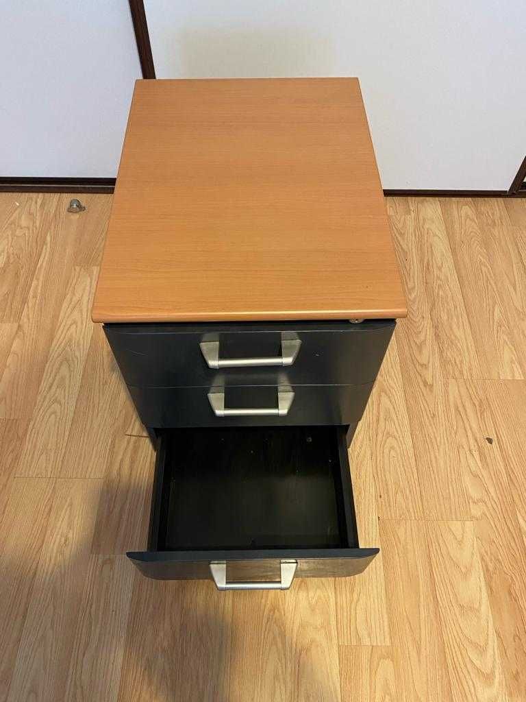 Rollbox dulap / casetieră / noptiera metal+lemn cu 4 sertare