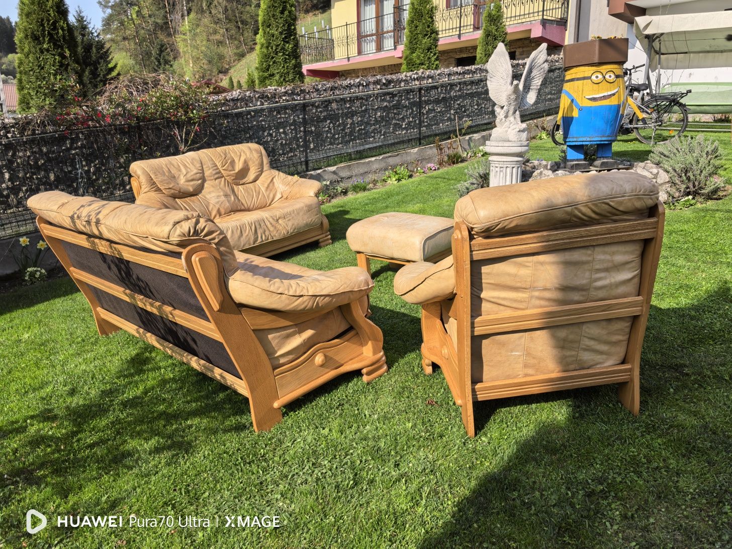 Canapele 321 lemn cu piele