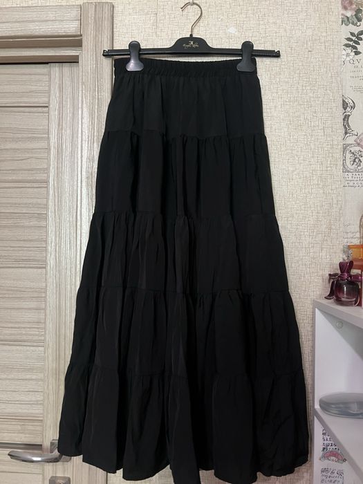 Черная и Джинсовая макси юбка пышная готичный стиль Карандаш Офисная