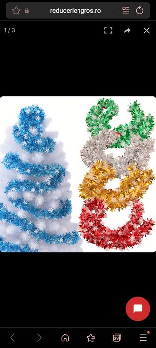 Betea de Crăciun 10/set cu Fulgi Decorativi, 180x8cm Diferite Culori