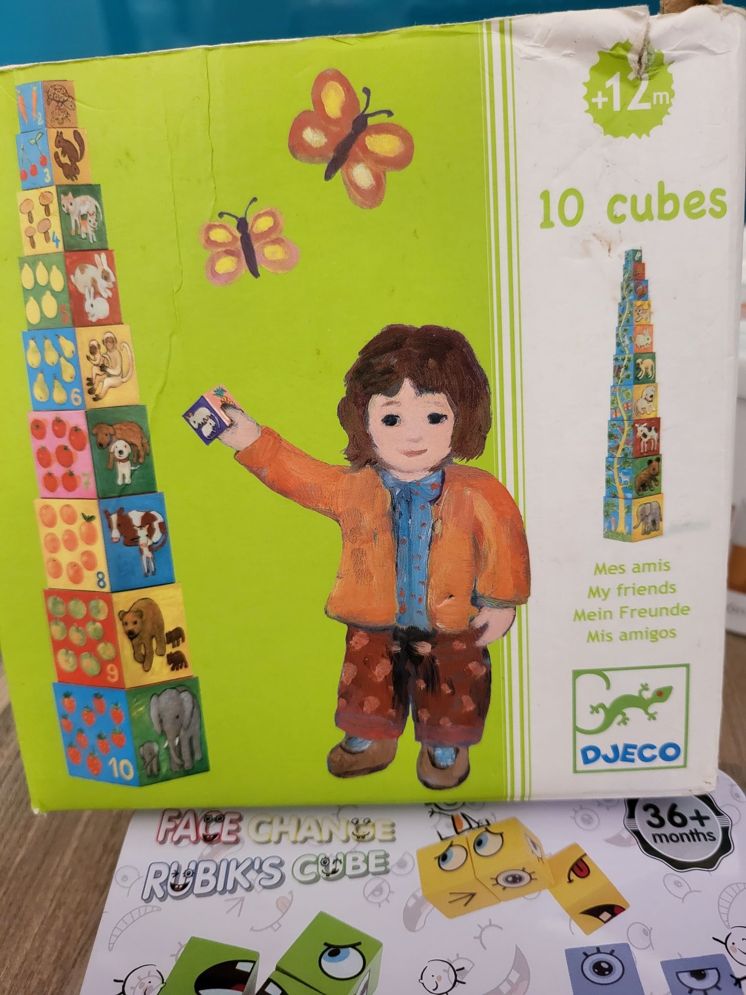 Lot jucării educative cuburi lemn și Turn Montessori