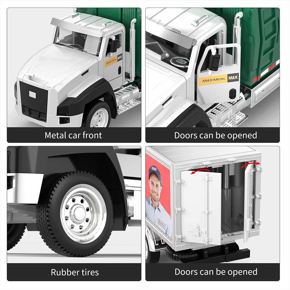 Set 3 camioane, gunoi, camion combustibil, camion delivery, pullback