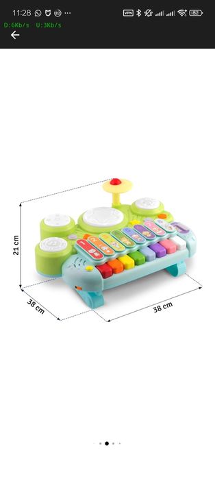 Jucarie muzicala educativa, cu xilofon si tobe, panou interactiv