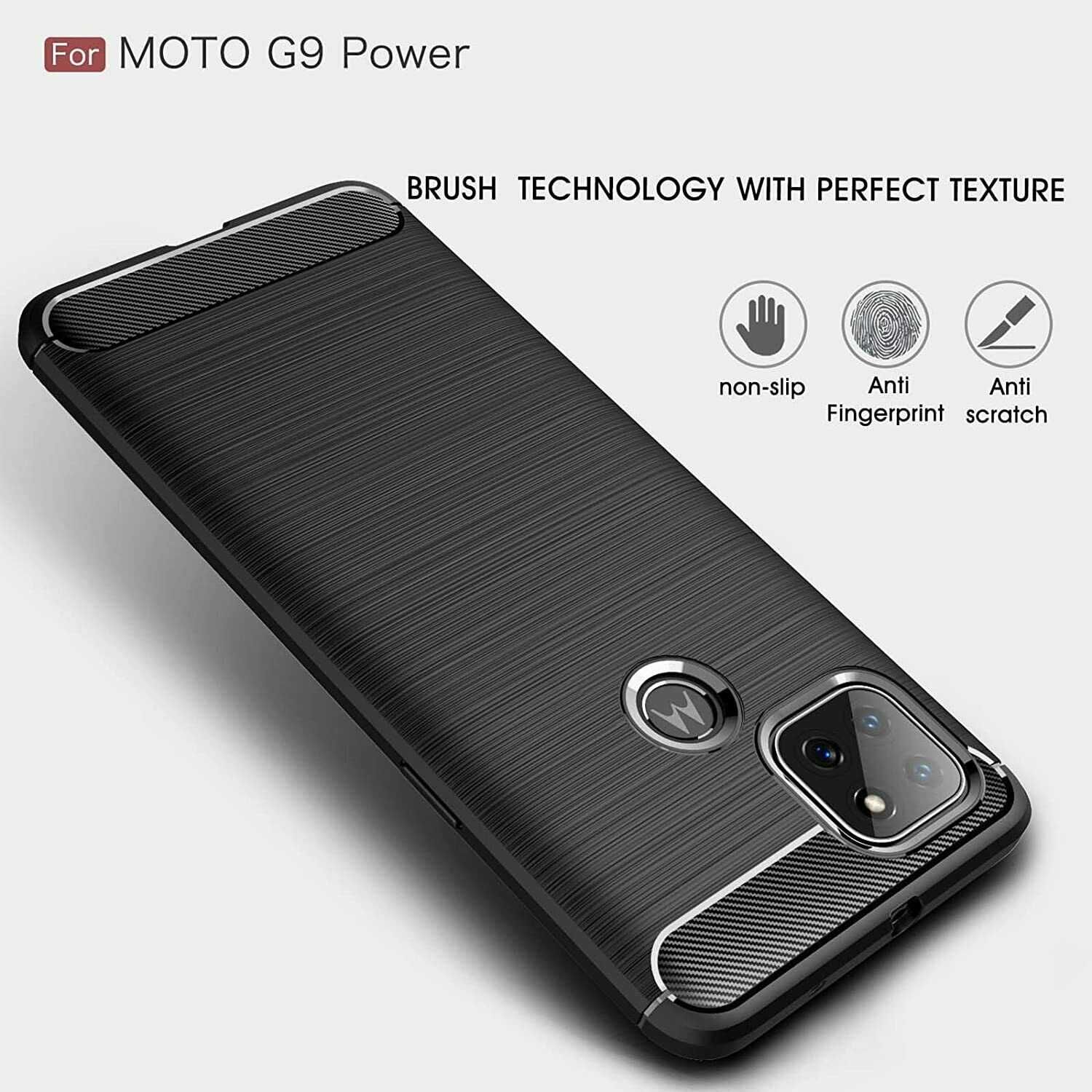 Motorola G9 Power / E7 Plus / G9 Plus - Удароустойчив Кейс Гръб CARBON